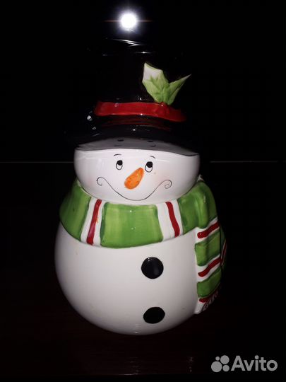 Новогдняя банка для печенья снеговик