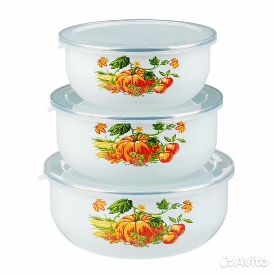 Набор эмалированных салатников с кр 6пр Тыквенный