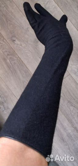 Перчатки черные длинные, кашемир