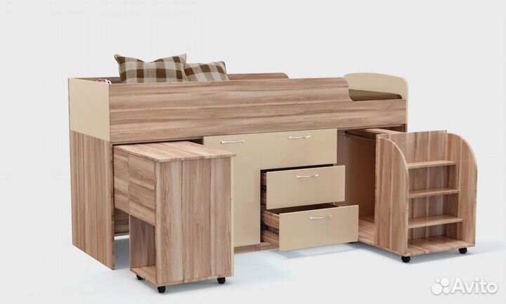 Детская кровать чердак с выдвижным столом