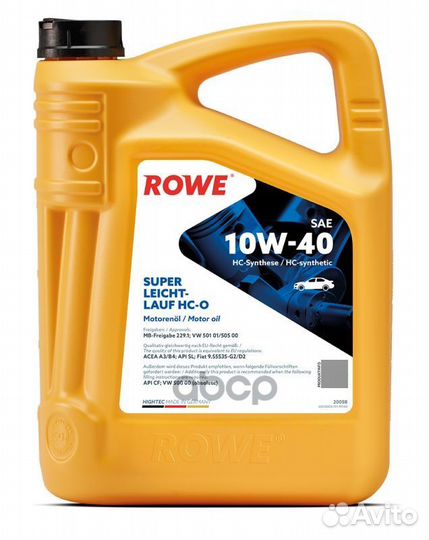 Rowe hightec super leichtlauf 10W-40 HC-O SN/CF