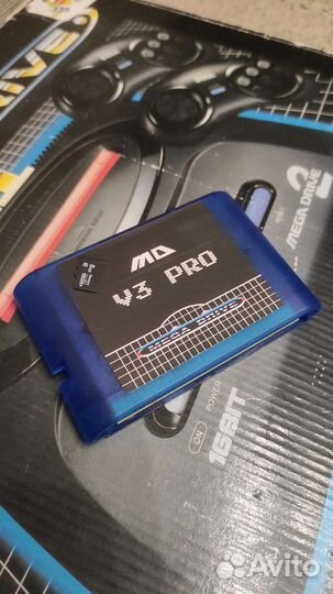 Топовый flash картридж Sega MD v3 PRO синий