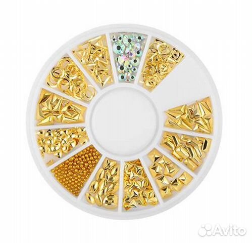 Металлические украшения для ногтей в карусельке