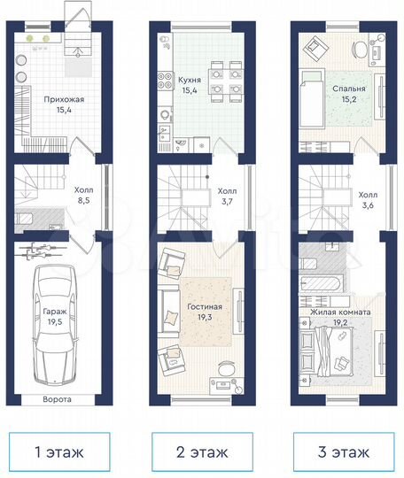 3-к. квартира, 119,8 м², 2/3 эт.