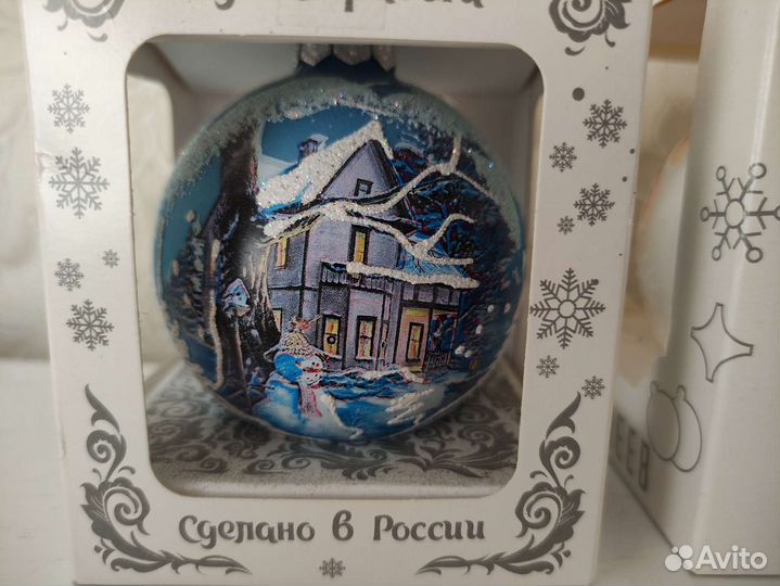 Новогодние игрушки стеклянные новые, парой