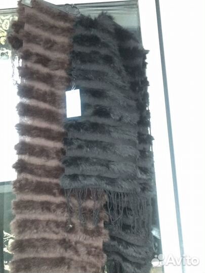 Палантин-шарф из вязанного меха кролика