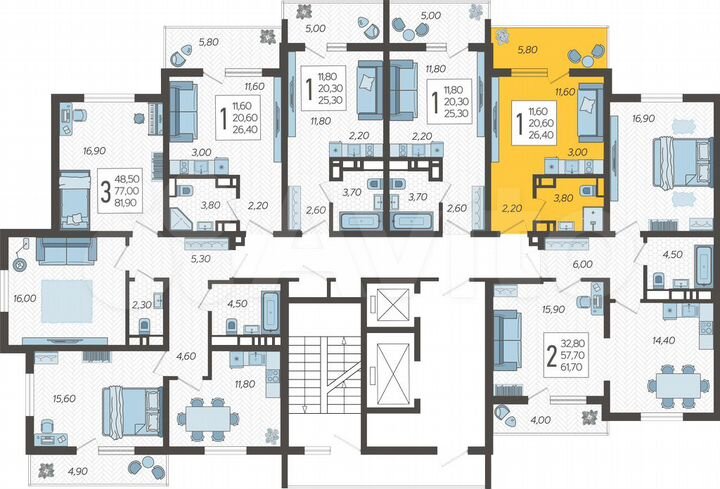 Квартира-студия, 26,4 м², 6/10 эт.