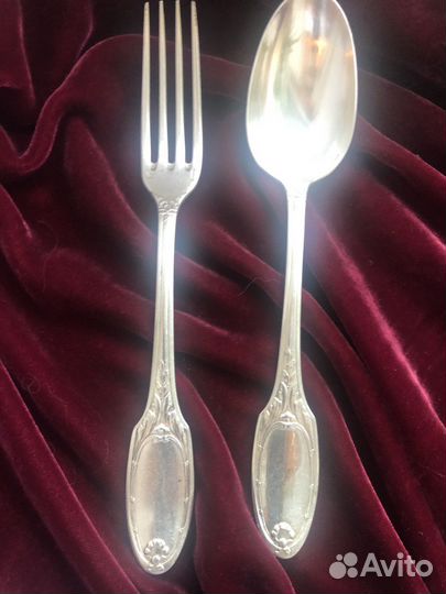 Кристофль, набор вилка + ложка, Франция