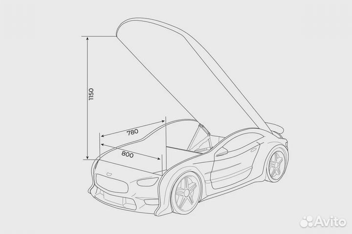 Кровать машина NEO 3D объемная