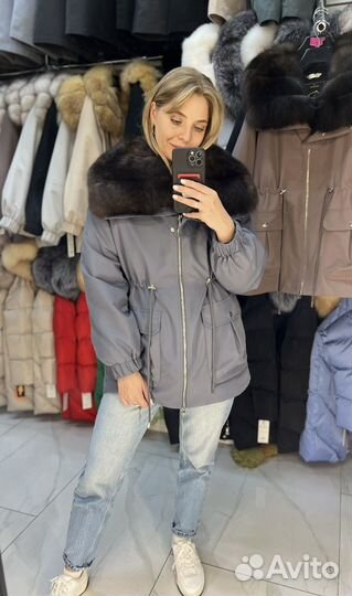 Парака с натуральным мехом песца женская 42-52