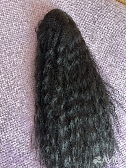 Парик черный на сетке 1 метр Премиум волос