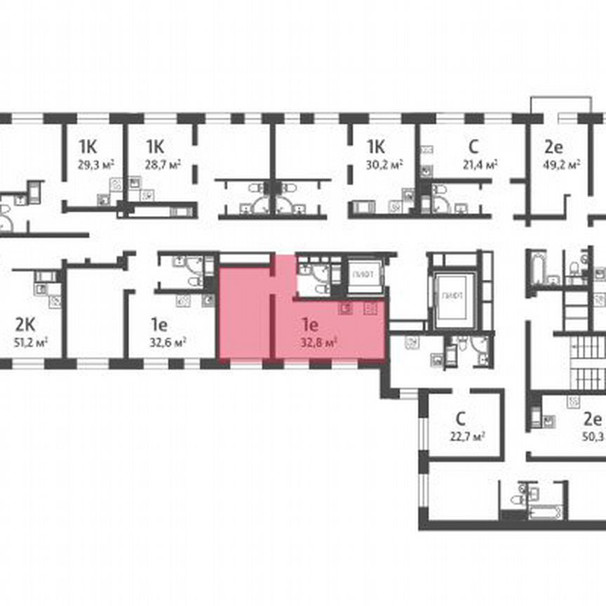 1-к. квартира, 32,8 м², 12/16 эт.