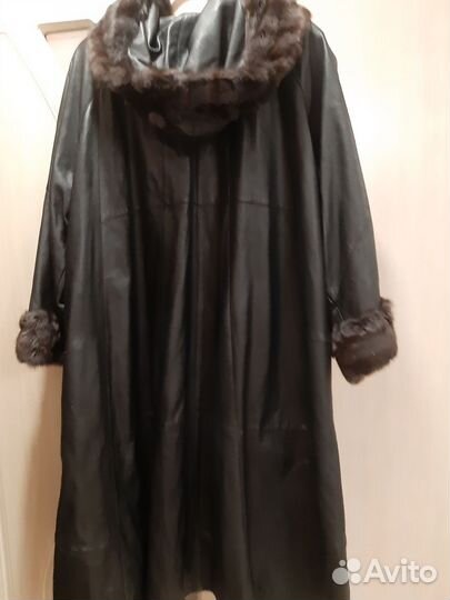 Кожаный плащ-пальто женский натуральная кожа