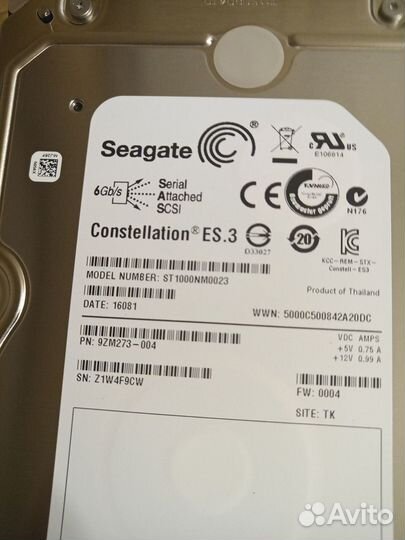 Жесткий диск SAS Seagate 1Tb ST1000NM0023