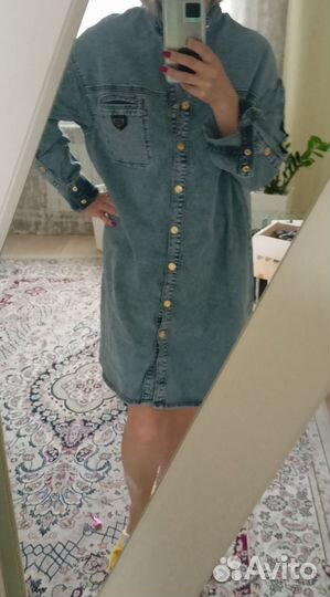 Джинсовое платье рубашка