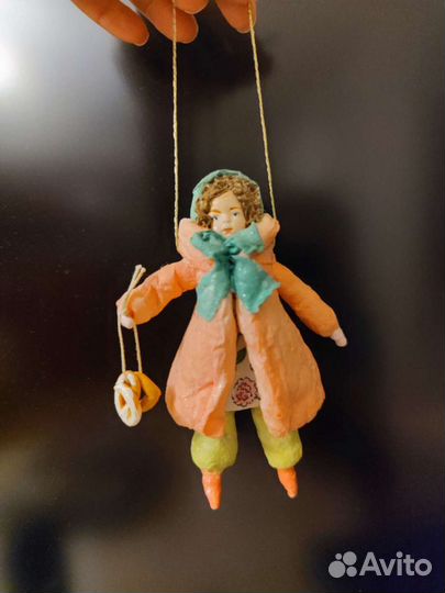 Елочная игрушка из ваты ручной работы