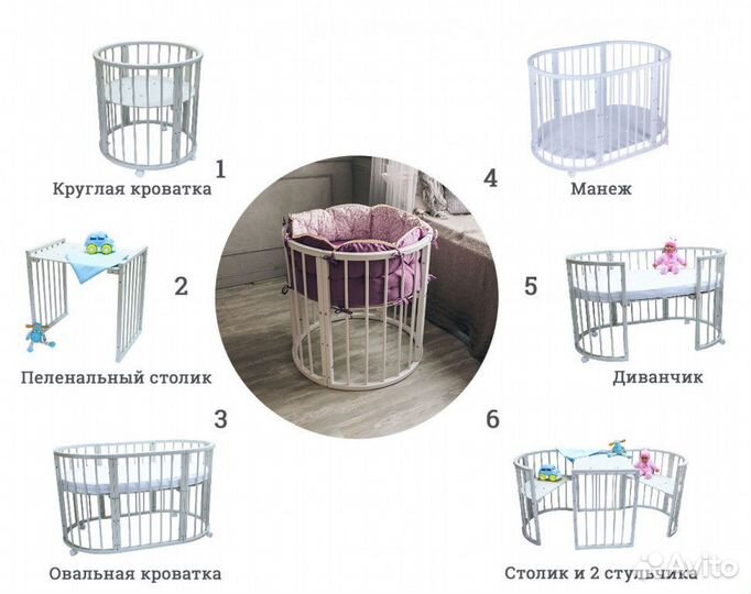 Детская кроватка трансформер 6в1