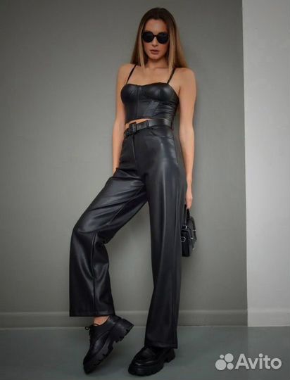 Кожаные брюки женские