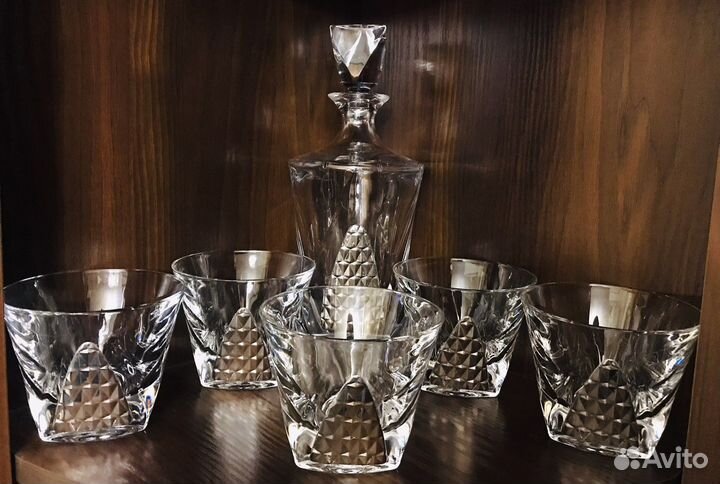 Хрустальный набор для виски.Серебро.Италия