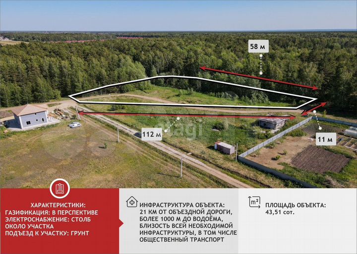 Участок 43,5 сот. (СНТ, ДНП)