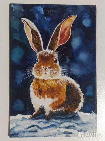 Кролик, кот, картина