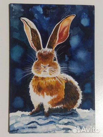 Кролик, кот, картина