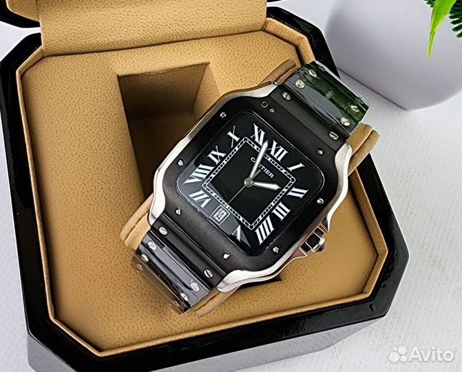 Мужские часы Cartier Santos черные