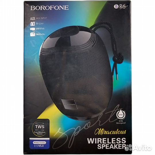 Активная колонка borofone BR6 (FM/AUX/USB/microSD/BT/TWS), черный