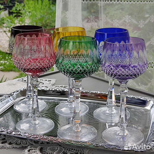 Бокалы хрустальные цветные редкость