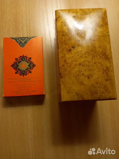Игральные карты СССР в шкатулке из капа березы