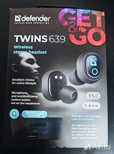 Беспроводные наушники defender twins 639
