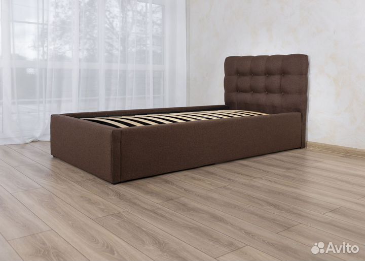 Кровать 90х200 с подъемным механизмом коричневая