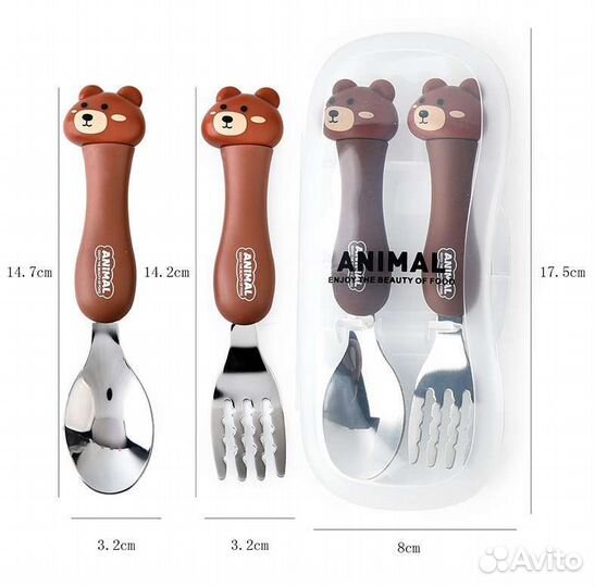 New Детские столовые приборы, ложка и вилка