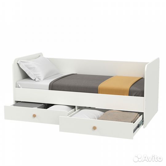 Кровать детская с ящиками Моби Джастин 11.55 цвет белый шагрень