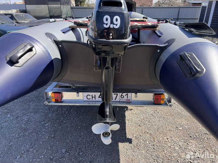 Полный комплект: мотор 9.9+лодка 350+прицеп