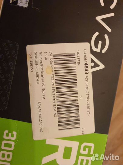 Видеокарта evga RTX 3080 FTW3 ultra gaming, NO LHR