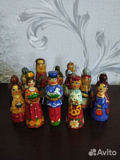 Ёлочные игрушки деревянные набор 10шт