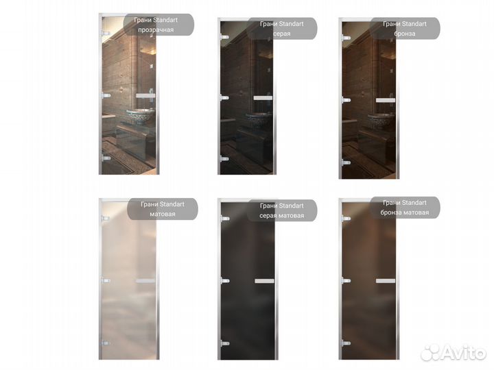 Дверь для хамама стеклянная в алюминиевой коробке