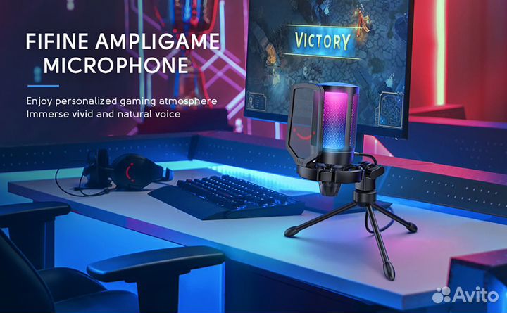 Конденсаторный RGB микрофон fifine A6V