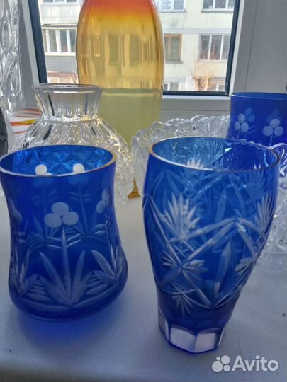 Креманка фруктовница стакан цветной хрусталь