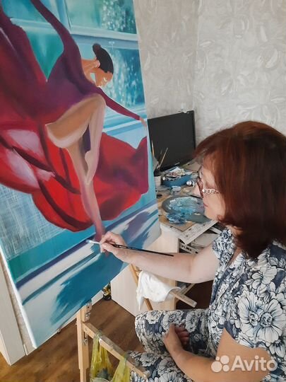 Картина масло большая холст балерина девушка танец