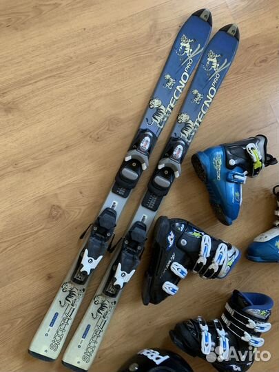 Горные лыжи 110 см + ботинки 19,5 или 21,5+шлем