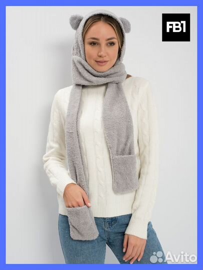 Шапка 3в1 с ушками мишки