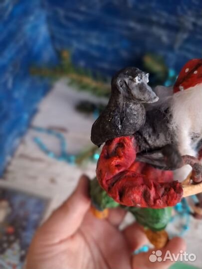 Ватная елочная игрушка Ягуся