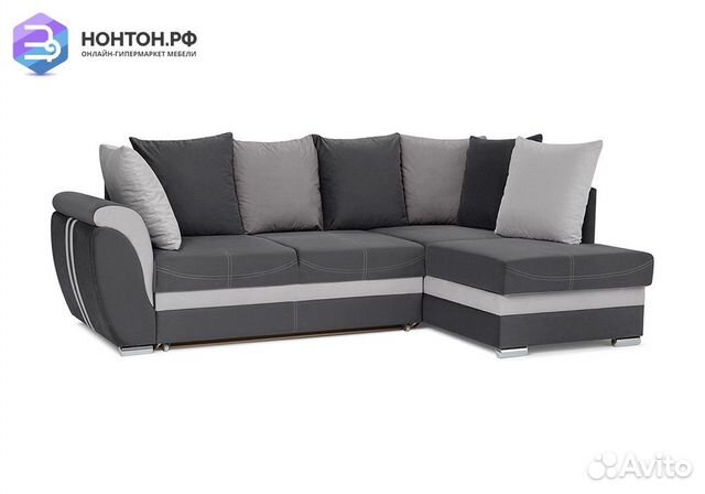 Диван угловой дельфин Стефани темно-серый / серый