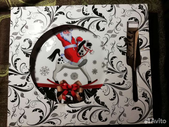 Блюдо-Тортовница с лопаткой (Новогодняя символика)