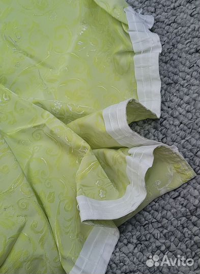 Шторы, 2 шт., салатовые с вышивкой