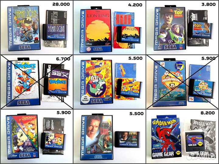 100 картриджей Sega Genesis (Mega Drive)
