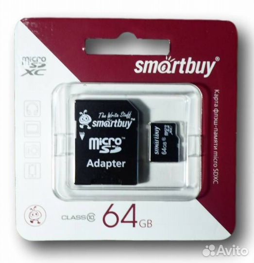 Карта памяти microSD 64GB class 10 (с адаптером) S