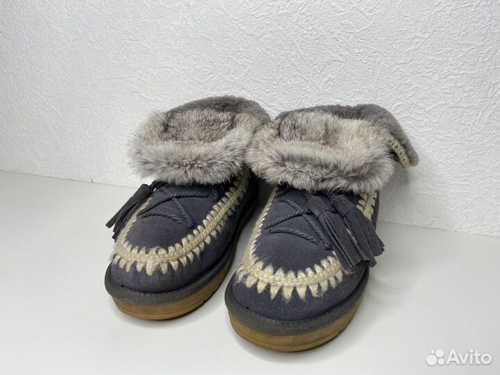 Зимние ботинки натуральная замша серые размер 40